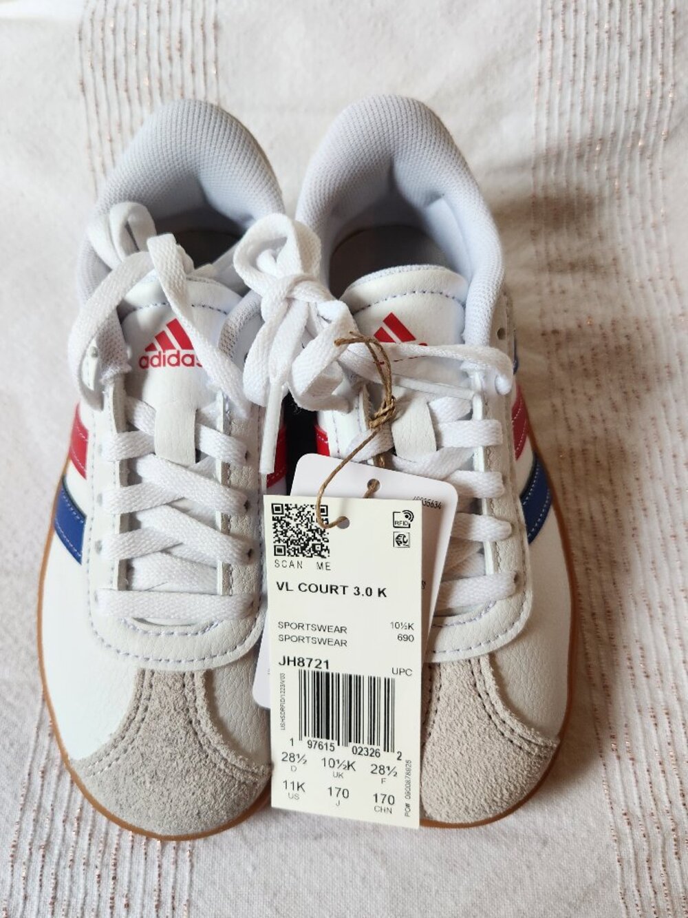 Adidas Kids VL Court 3.0 Sneakers White Size 11K